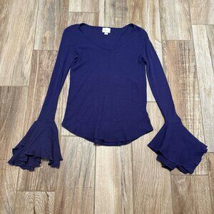 Anthropologie Postmark Bell Sleeve Top V-Neck Boho Top